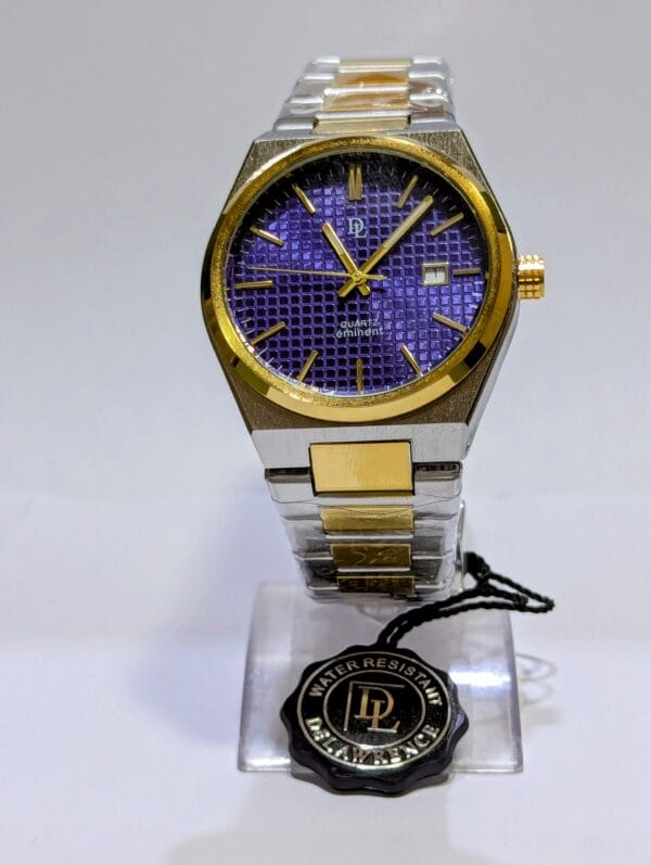 DL De Lawrence Watch | Blue Dial With Golden Two Tone DLQ-176GD