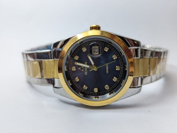 Fitron Men’s Watch | Golden Two Ton With Blue Dial Model-3227