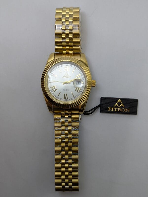 Fitron Men’s Watch | Golden Body With White Dial Model-3227