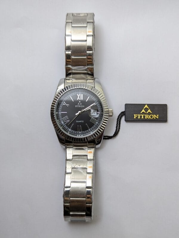 Fitron Men’s Watch | Silver Body With Black Dial Model-3227