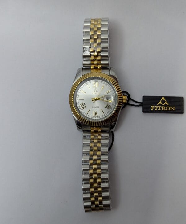 Fitron Men’s Watch | Golden Two Tone With White Dial Model-3227