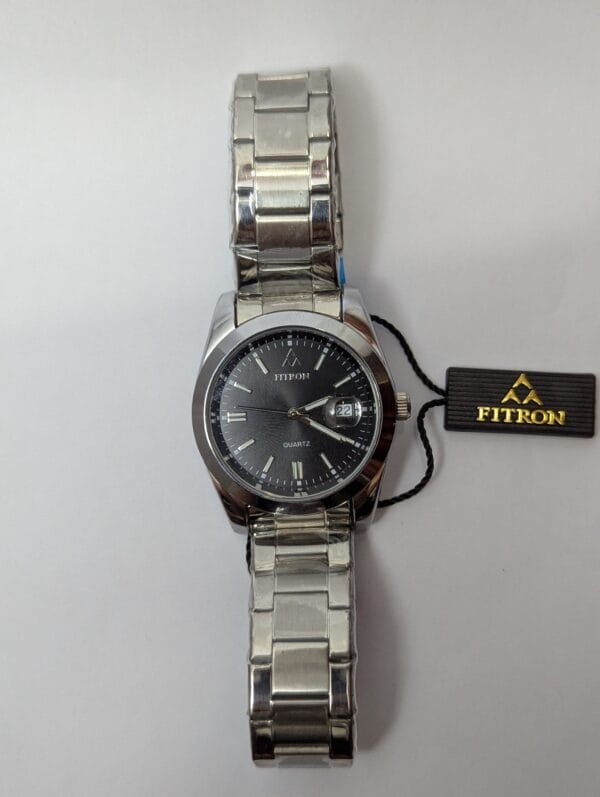 Fitron Men’s Watch | Silver Body With Black Dial Model-3227