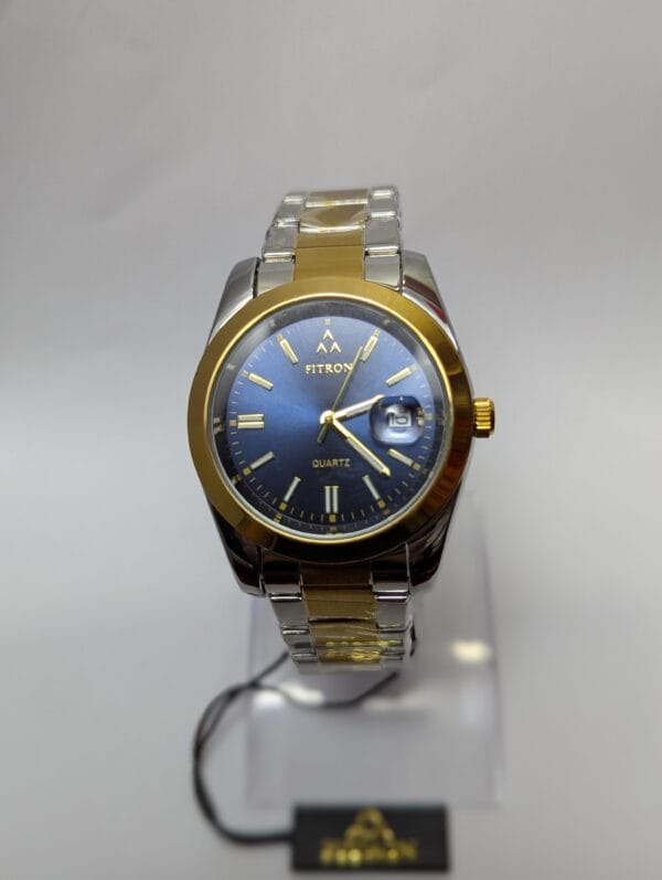 Fitron Men’s Watch | Golden Two Ton With Blue Dial Model-3227