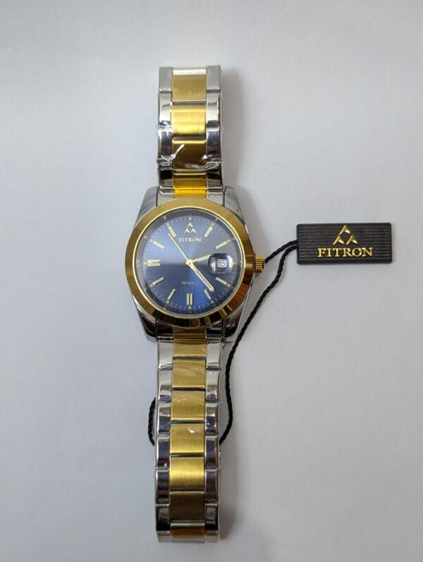 Fitron Men’s Watch | Golden Two Ton With Blue Dial Model-3227