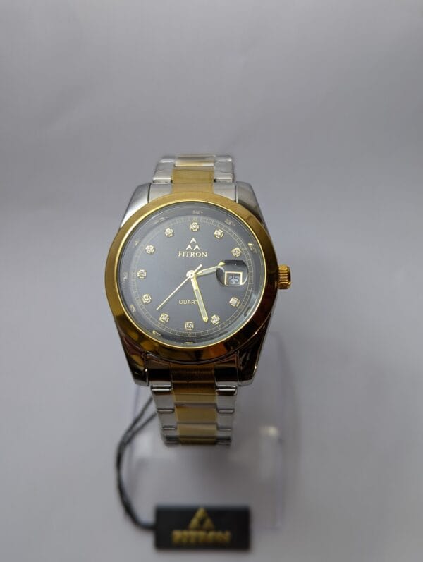 Fitron Men’s Watch | Golden Two Tone With Black Dial