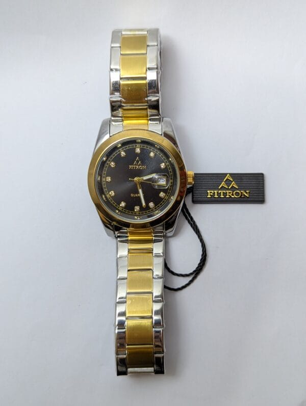 Fitron Men’s Watch | Golden Two Tone With Black Dial