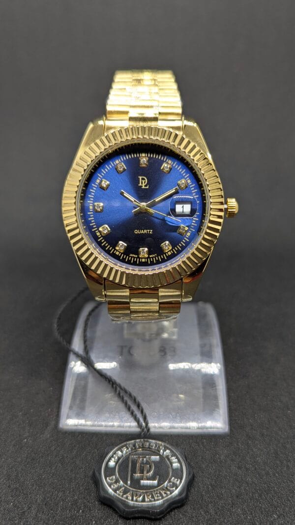 De Lawrence Men’s Wristwatch DLQ-141GD Golden Body With Blue Dial