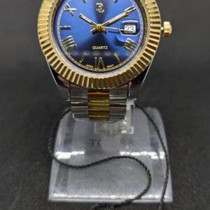 De Lawrence Men’s Wristwatch DLQ-141GD Silver & Golden Body With Blue Dial